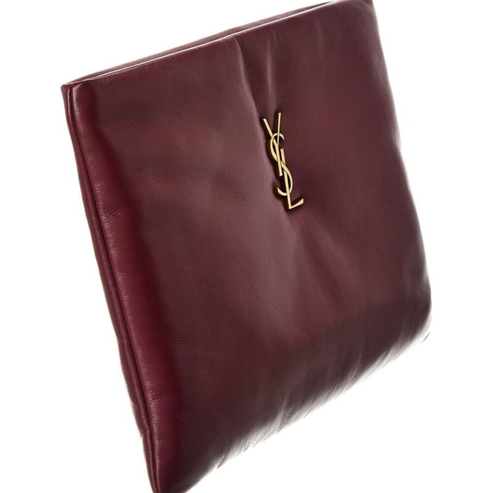Saint Laurent Calypso Large Leather Pouch, Red - Picture 3 of 4